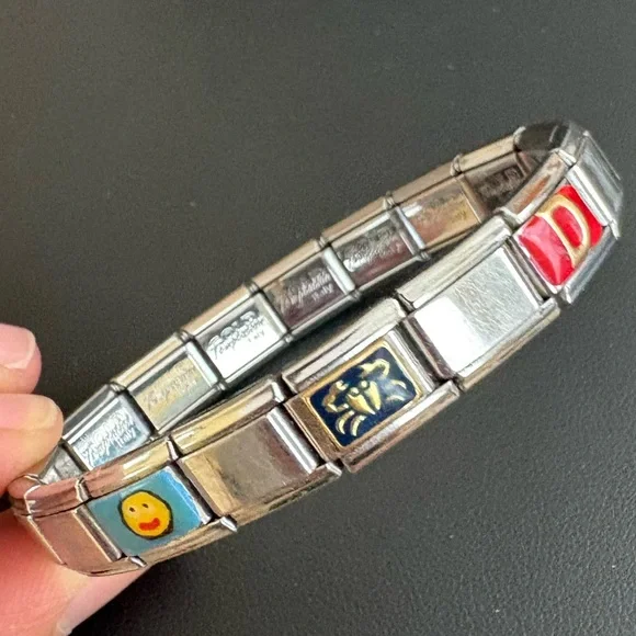 Vintage Italian Link charm bracelet stainless steel cancer crab zodiac sign y2K - Picture 2 of 10